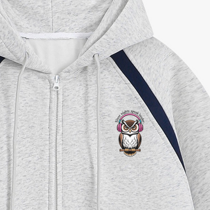 Silent Nights Speak Louder. Zip Hoodie – Light Gray
