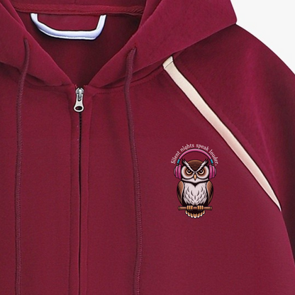 Silent Nights Speak Louder. Zip Hoodie – Wine Red